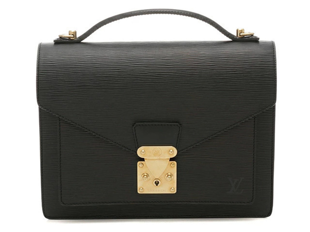 LOUIS VUITTON Bag Monceau Handbag Shoulder Epi Noir Black